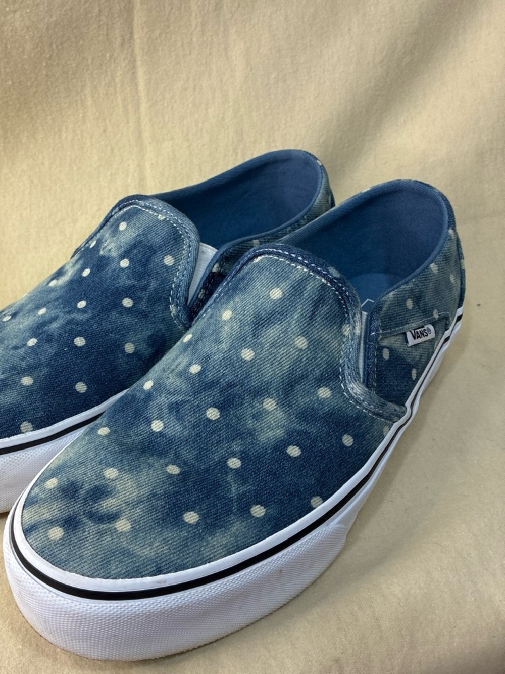 Vans Slip-On Denim Polka Dot Sneakers - Blue